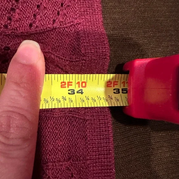 AEO American Eagle Outfitters 3/4 Sleeve, Burgundy, Knitted Dress Sz. L - Picture 12 of 14